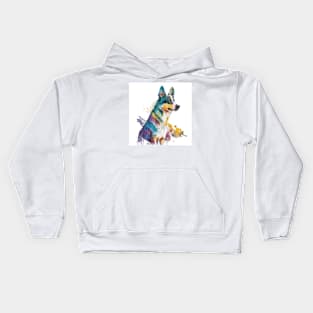 Australian Cattle Dog In Watercolor & Pen Kids Hoodie